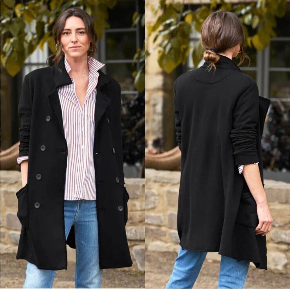 Frank & Eileen Women's Black Belfast Sweatshirt Trench Coat Size S NWOT
